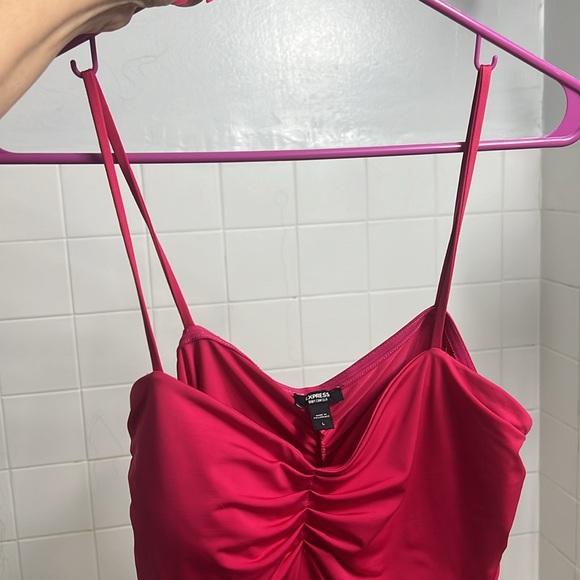 Express, hot, pink body contour bodysuit. Size large. - Picture 3 of 6